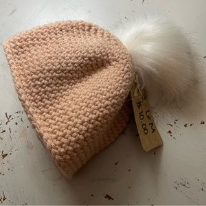 Dusty Pink Baby Hat with Pom Pom